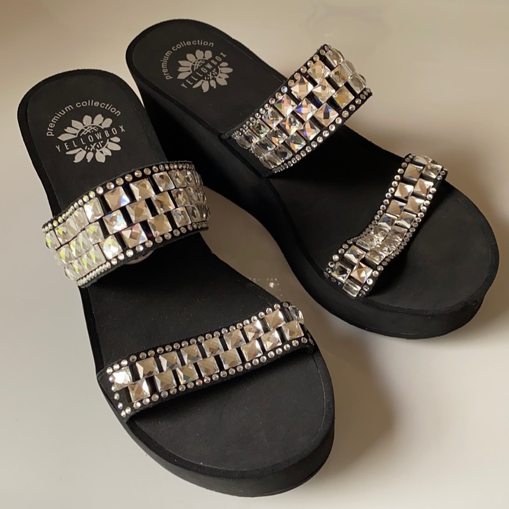 Yellowbox premium wedge flip flops new 8 black